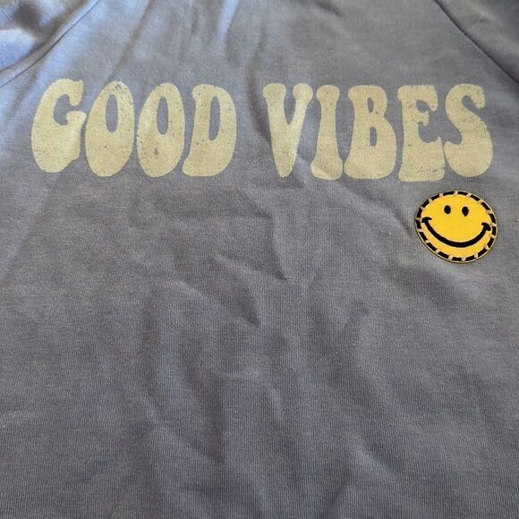 Butter Girls Blue/Purple Cold Shoulder ‘Good Vibes’ Sweatshirt - Picture 3 of 7